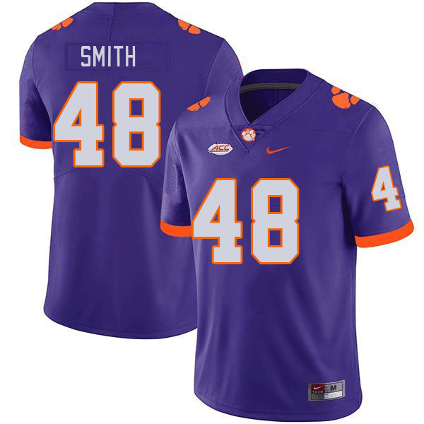 Men #48 Walt Smith Clemson Tigers College Football Jerseys Stitched Sale-Purple - Click Image to Close